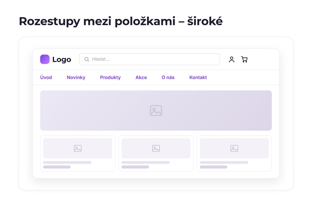 Rozestupy mezi položkami – varianta široké