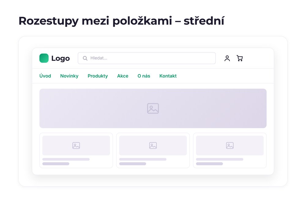 Rozestupy mezi položkami – varianta střední
