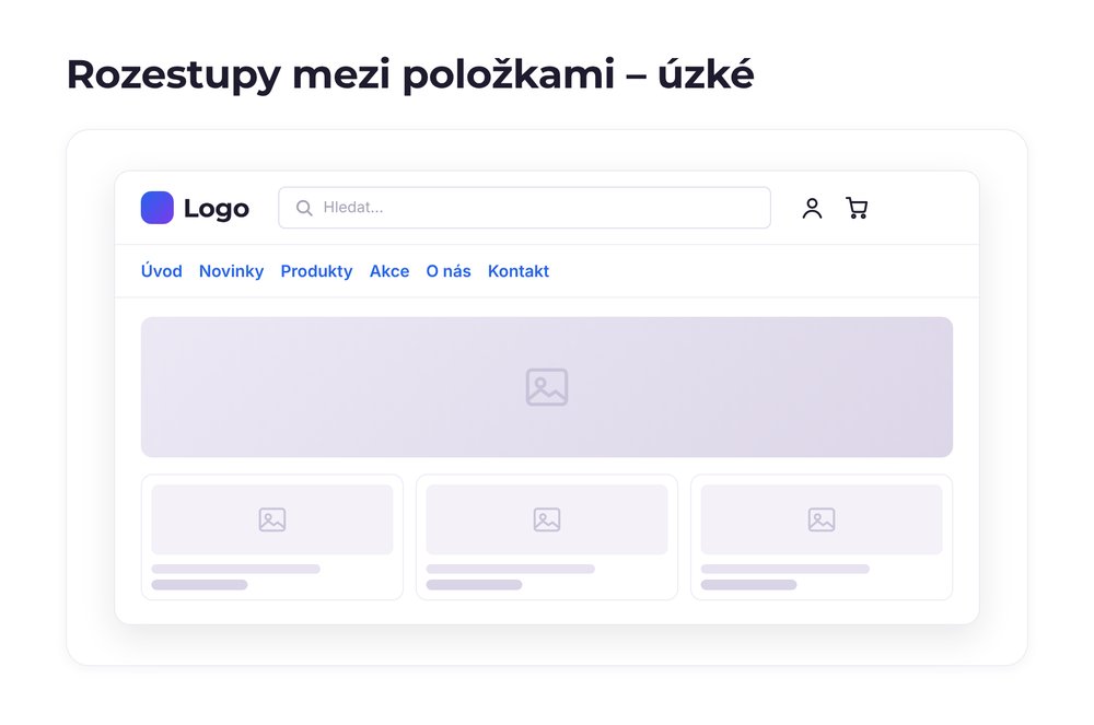 Rozestupy mezi položkami – varianta úzké