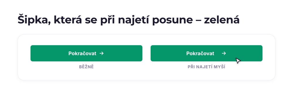 Šipka, která se při najetí posune – varianta zelená