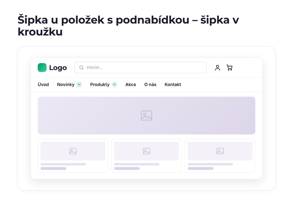 Šipka u položek s podnabídkou – varianta šipka v kroužku