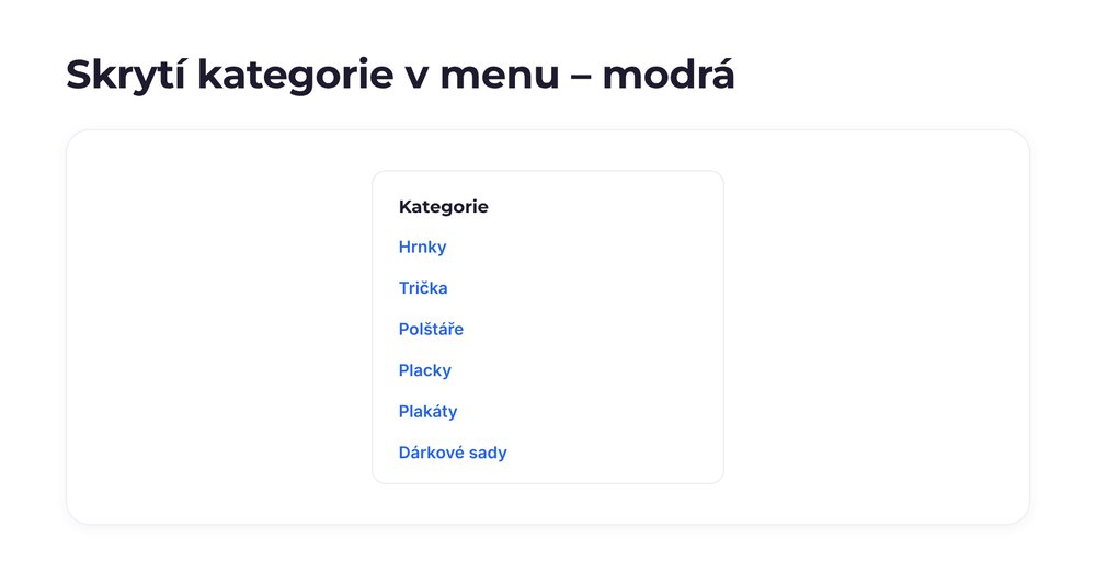 Skrytí kategorie v menu – varianta modrá