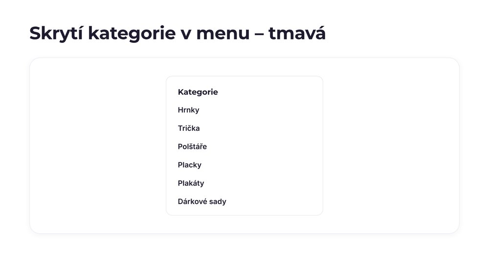 Skrytí kategorie v menu – varianta tmavá