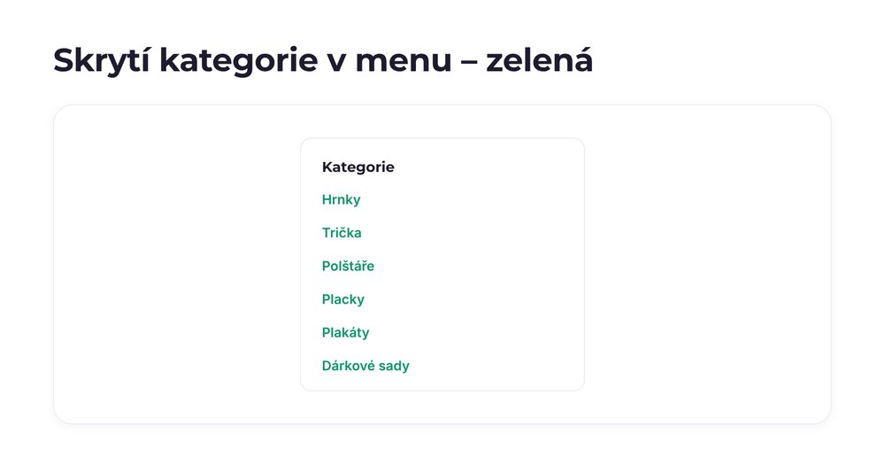 Skrytí kategorie v menu – varianta zelená