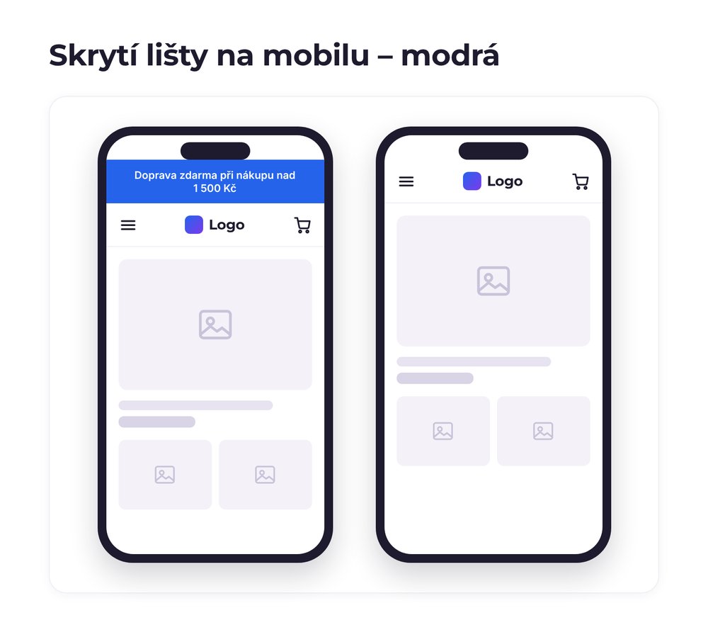 Skrytí lišty na mobilu – varianta modrá