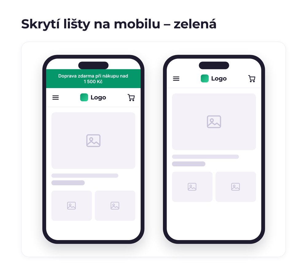 Skrytí lišty na mobilu – varianta zelená