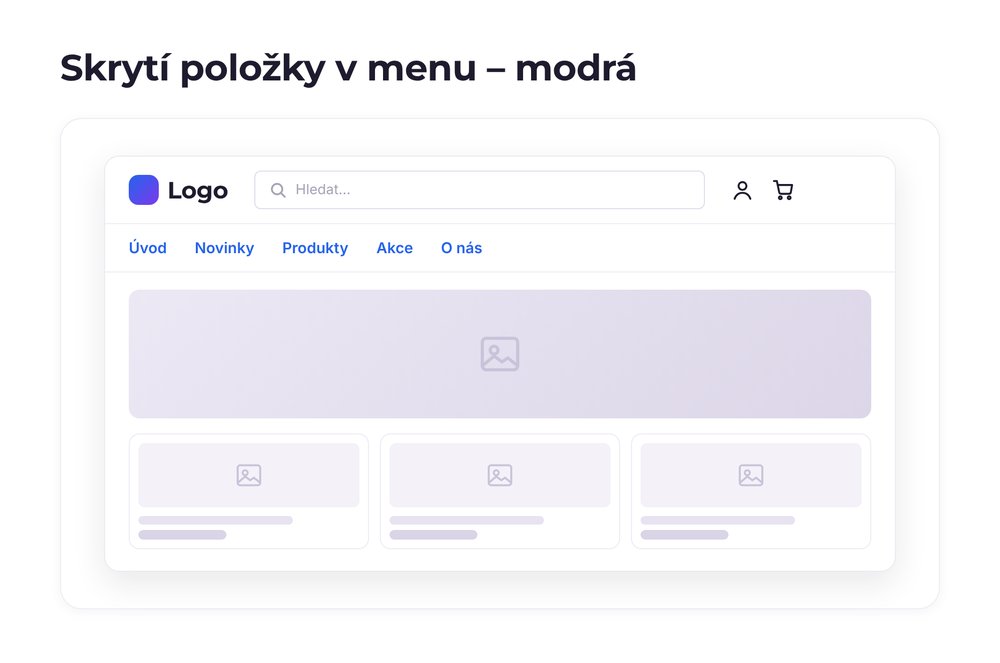 Skrytí položky v menu – varianta modrá