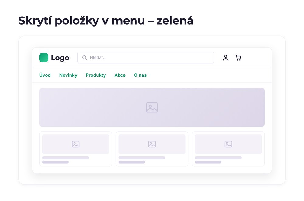 Skrytí položky v menu – varianta zelená