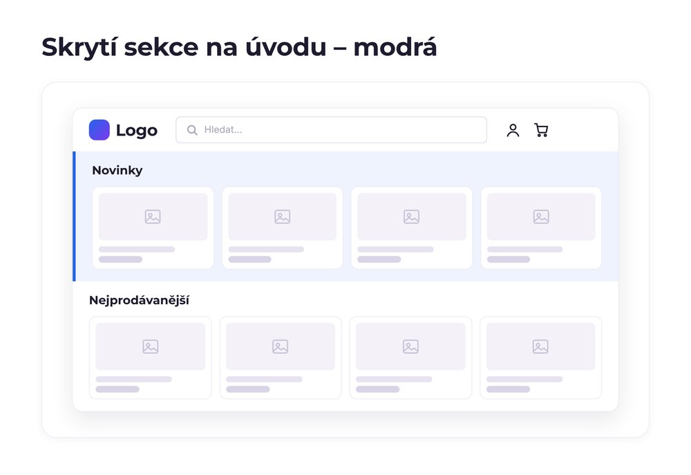 Skrytí sekce na úvodu – varianta modrá