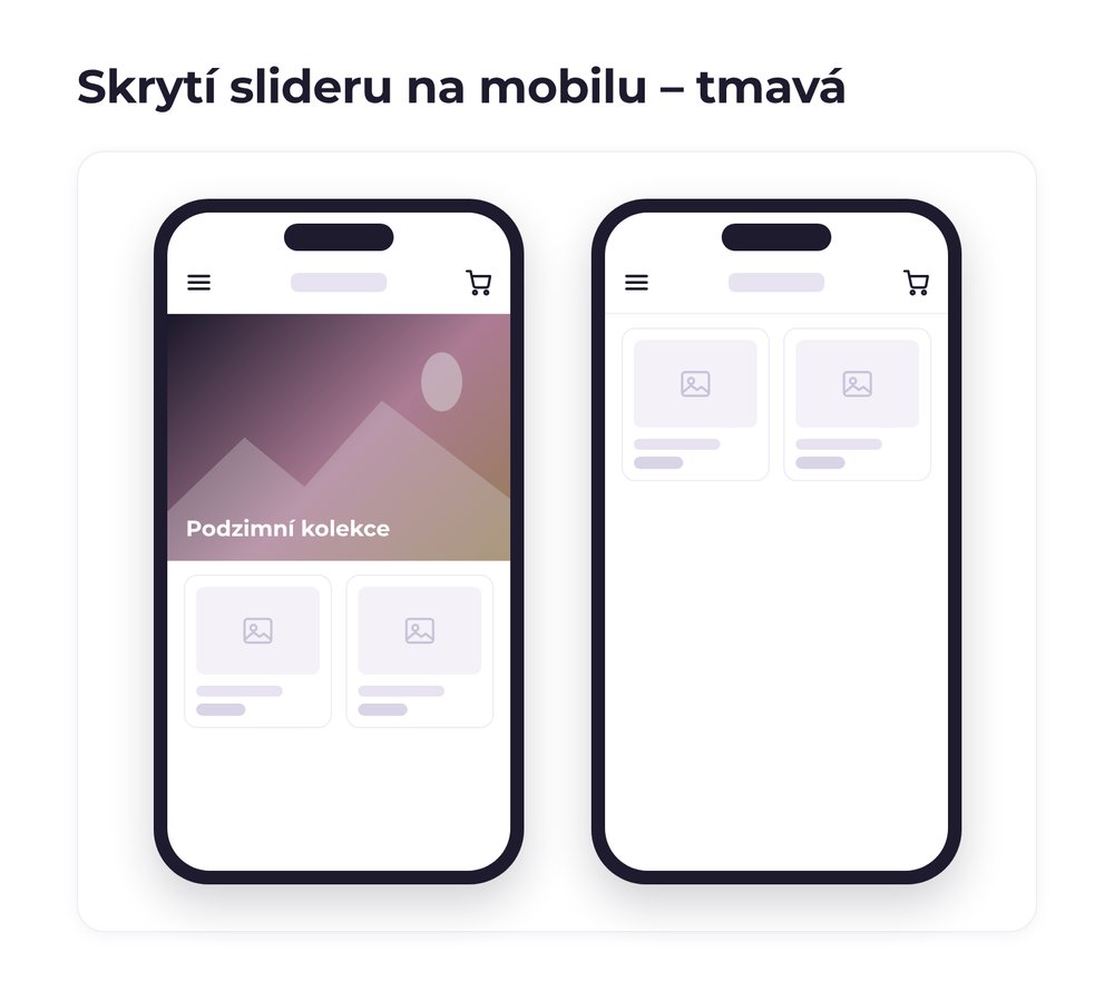 Skrytí slideru na mobilu – varianta tmavá