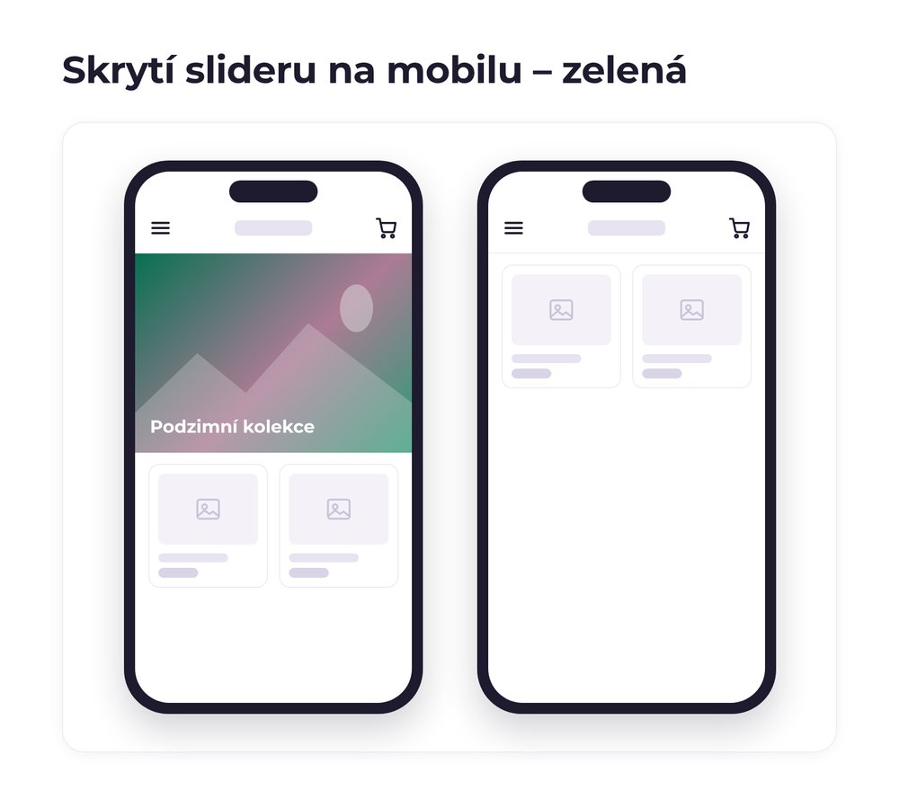 Skrytí slideru na mobilu – varianta zelená