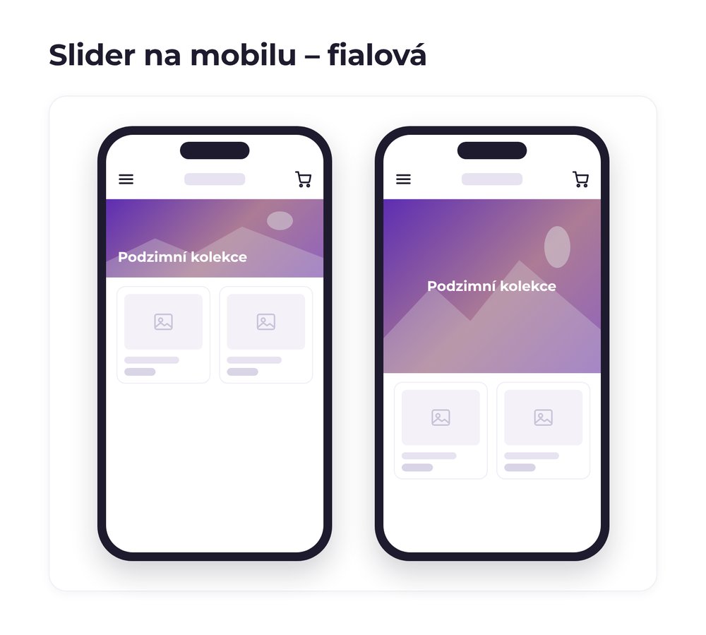 Slider na mobilu – varianta fialová