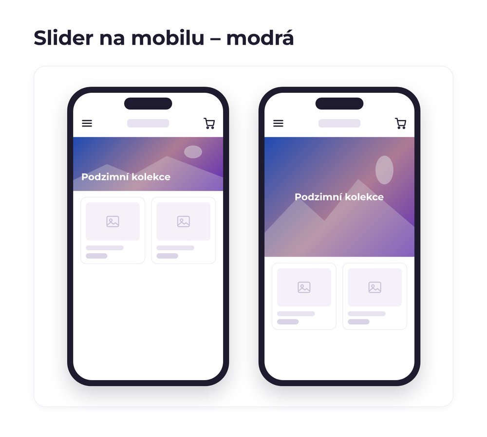Slider na mobilu – varianta modrá