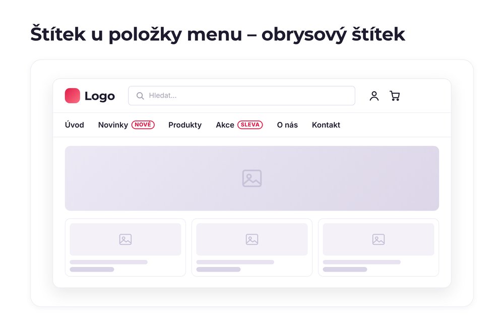Štítek u položky menu – varianta obrysový štítek
