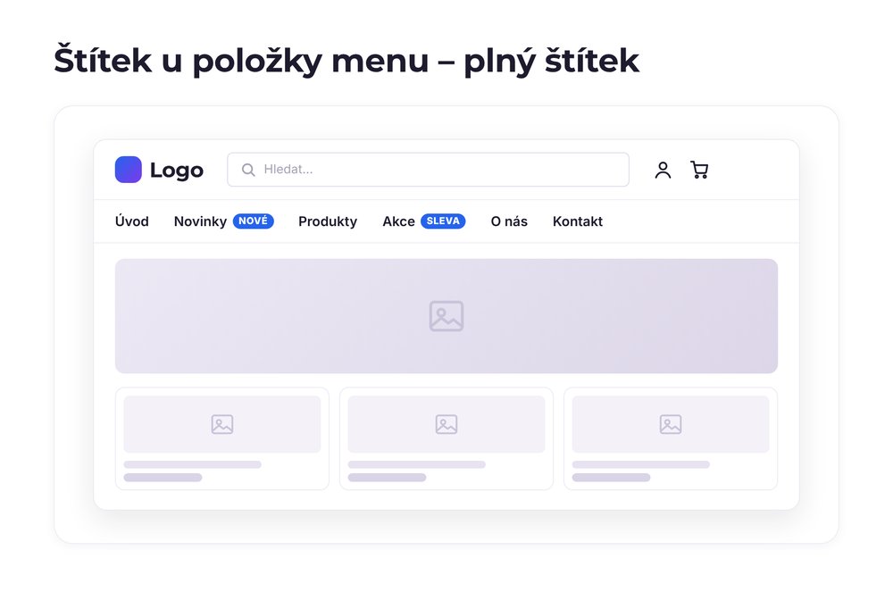 Štítek u položky menu – varianta plný štítek