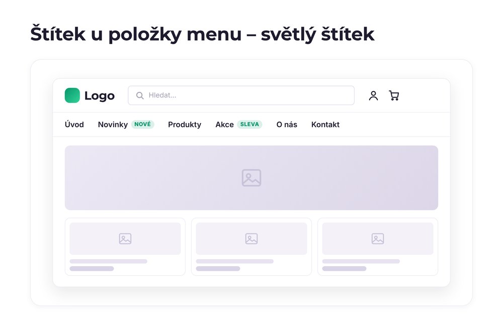 Štítek u položky menu – varianta světlý štítek