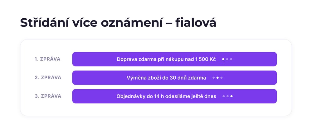 Střídání více oznámení – varianta fialová