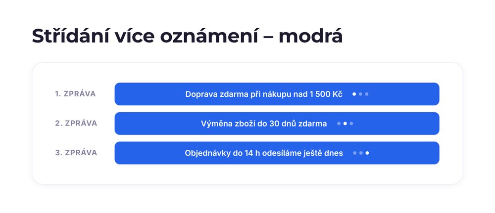 Střídání více oznámení – varianta modrá