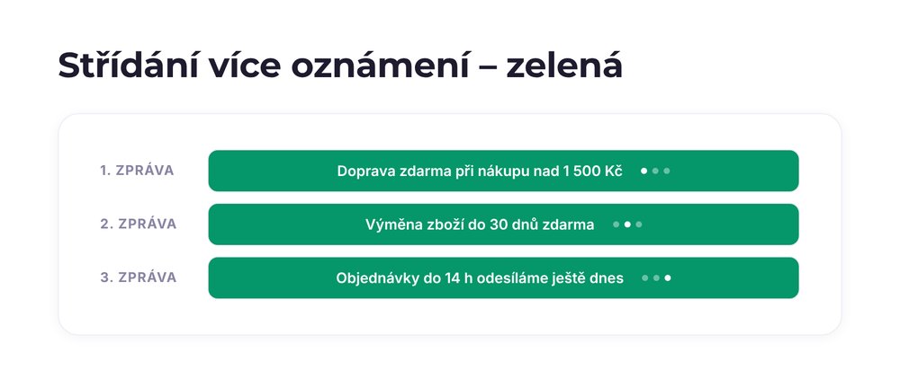 Střídání více oznámení – varianta zelená