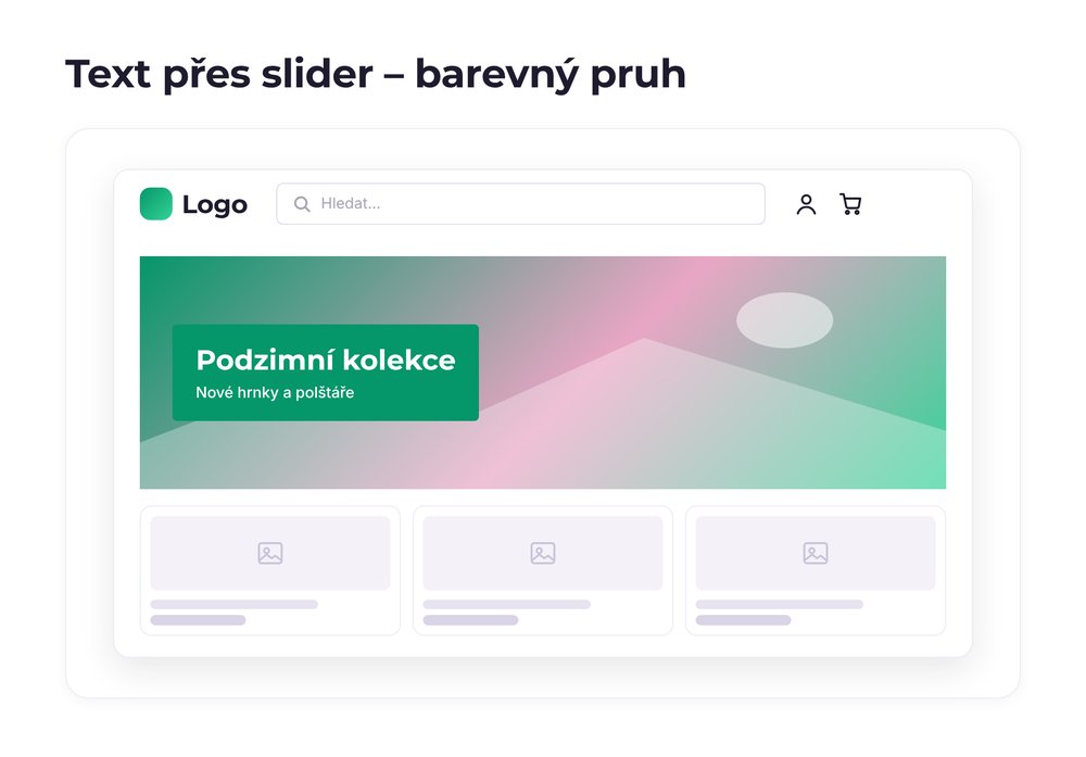 Text přes slider – varianta barevný pruh