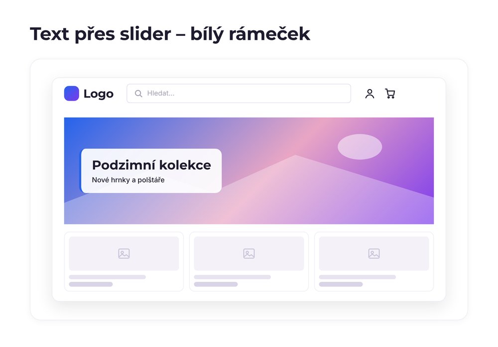 Text přes slider – varianta bílý rámeček