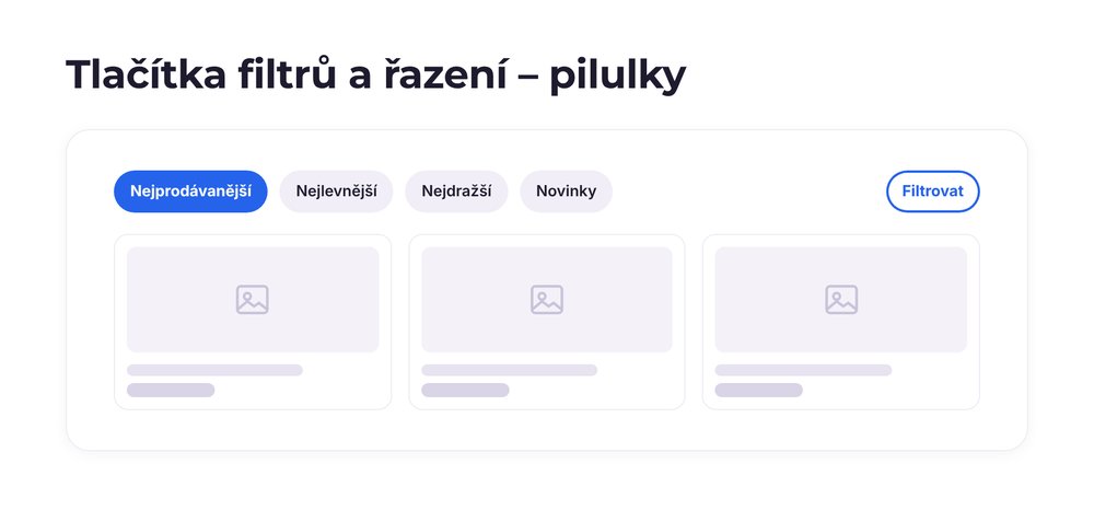 Tlačítka filtrů a řazení – varianta pilulky