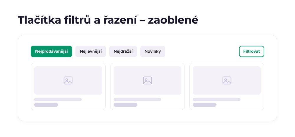 Tlačítka filtrů a řazení – varianta zaoblené