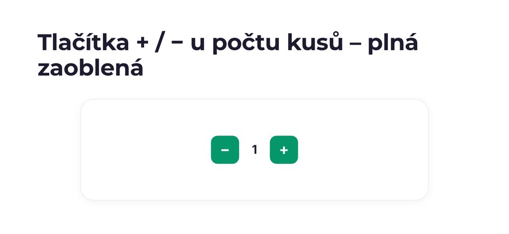 Tlačítka + / − u počtu kusů – varianta plná zaoblená