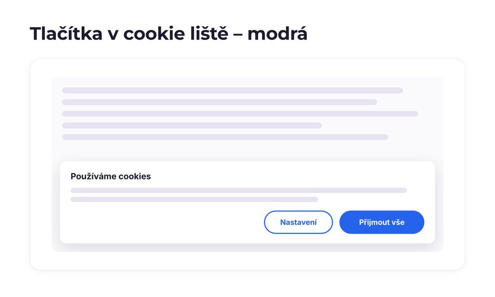 Tlačítka v cookie liště – varianta modrá