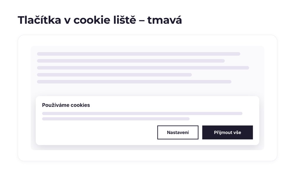 Tlačítka v cookie liště – varianta tmavá