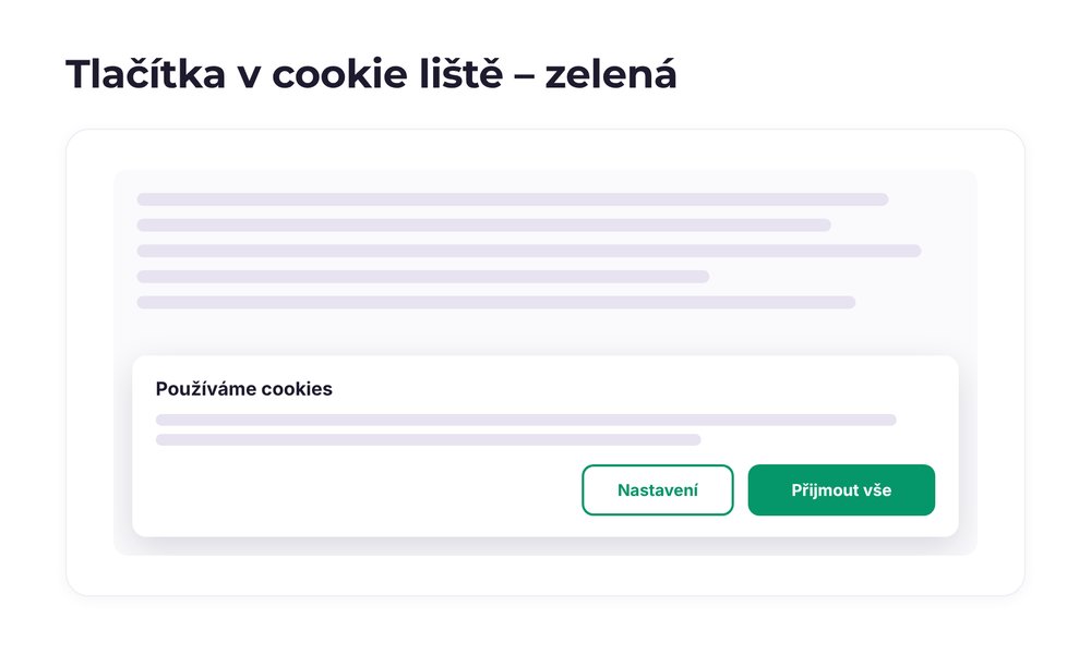 Tlačítka v cookie liště – varianta zelená