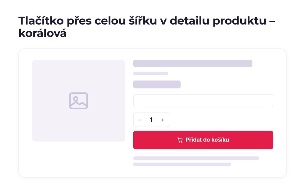 Tlačítko přes celou šířku v detailu produktu – varianta korálová