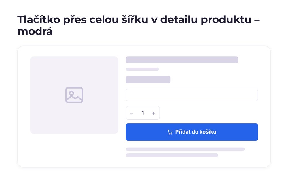 Tlačítko přes celou šířku v detailu produktu – varianta modrá