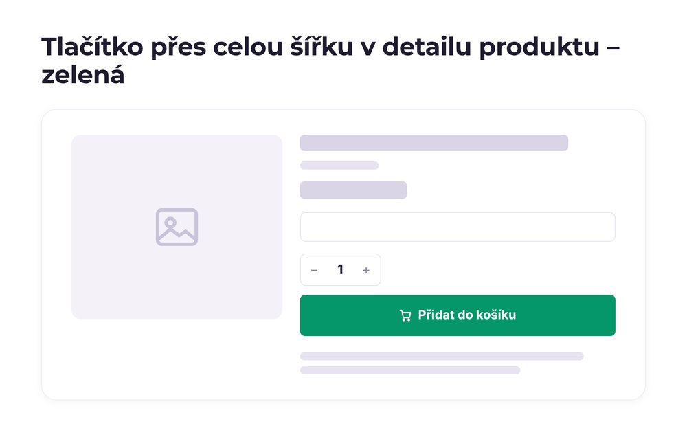 Tlačítko přes celou šířku v detailu produktu – varianta zelená