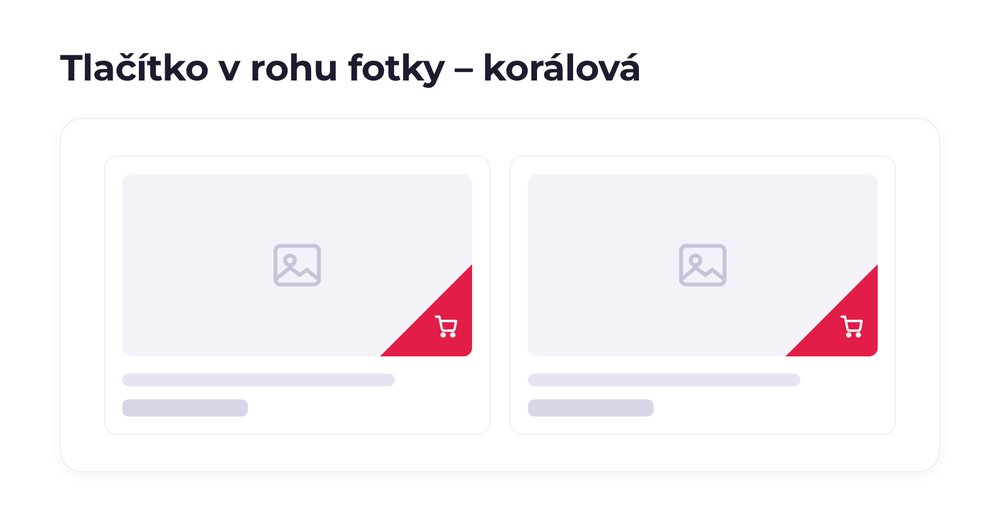 Tlačítko v rohu fotky – varianta korálová