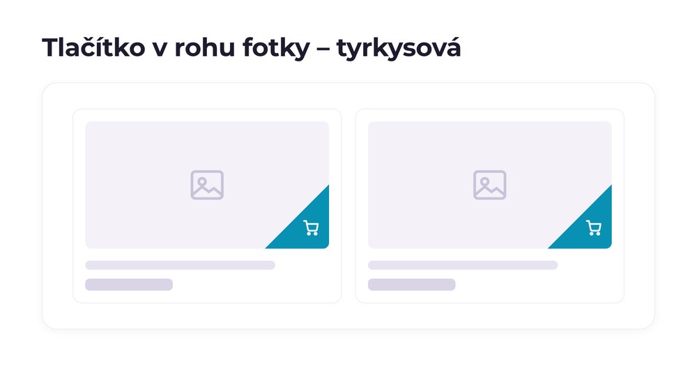 Tlačítko v rohu fotky – varianta tyrkysová
