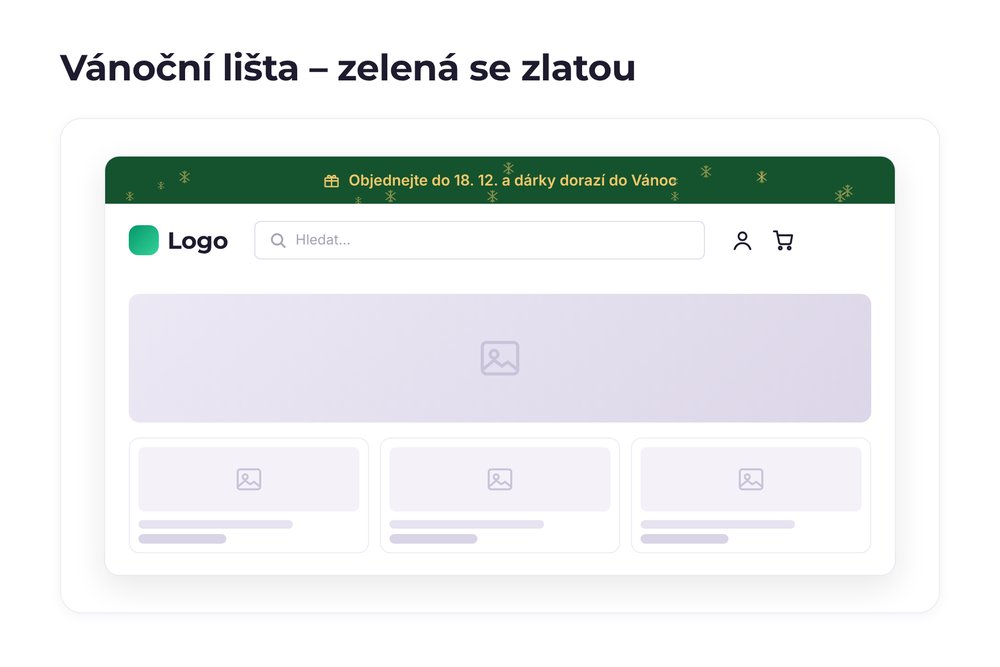Vánoční lišta – varianta zelená se zlatou