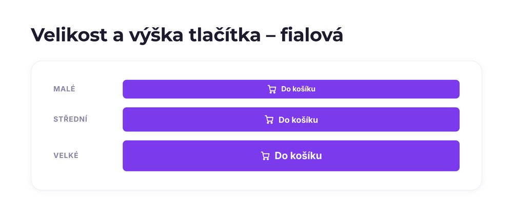 Velikost a výška tlačítka – varianta fialová