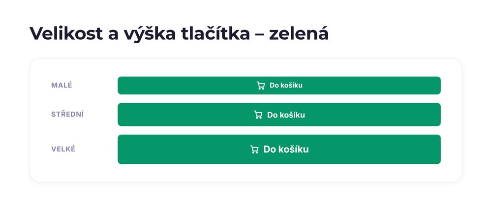 Velikost a výška tlačítka – varianta zelená