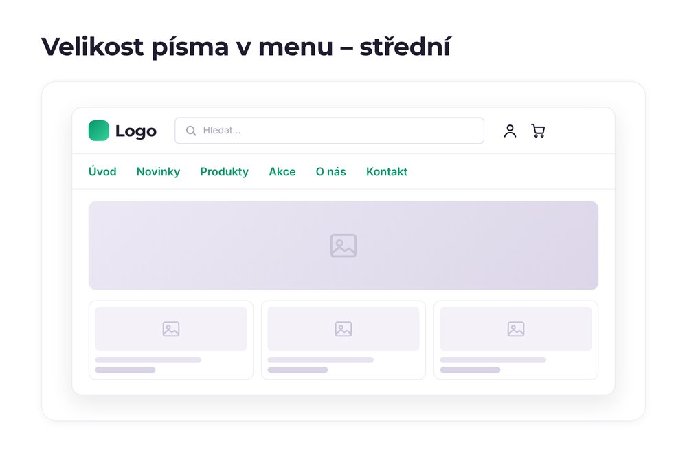 Velikost písma v menu – varianta střední