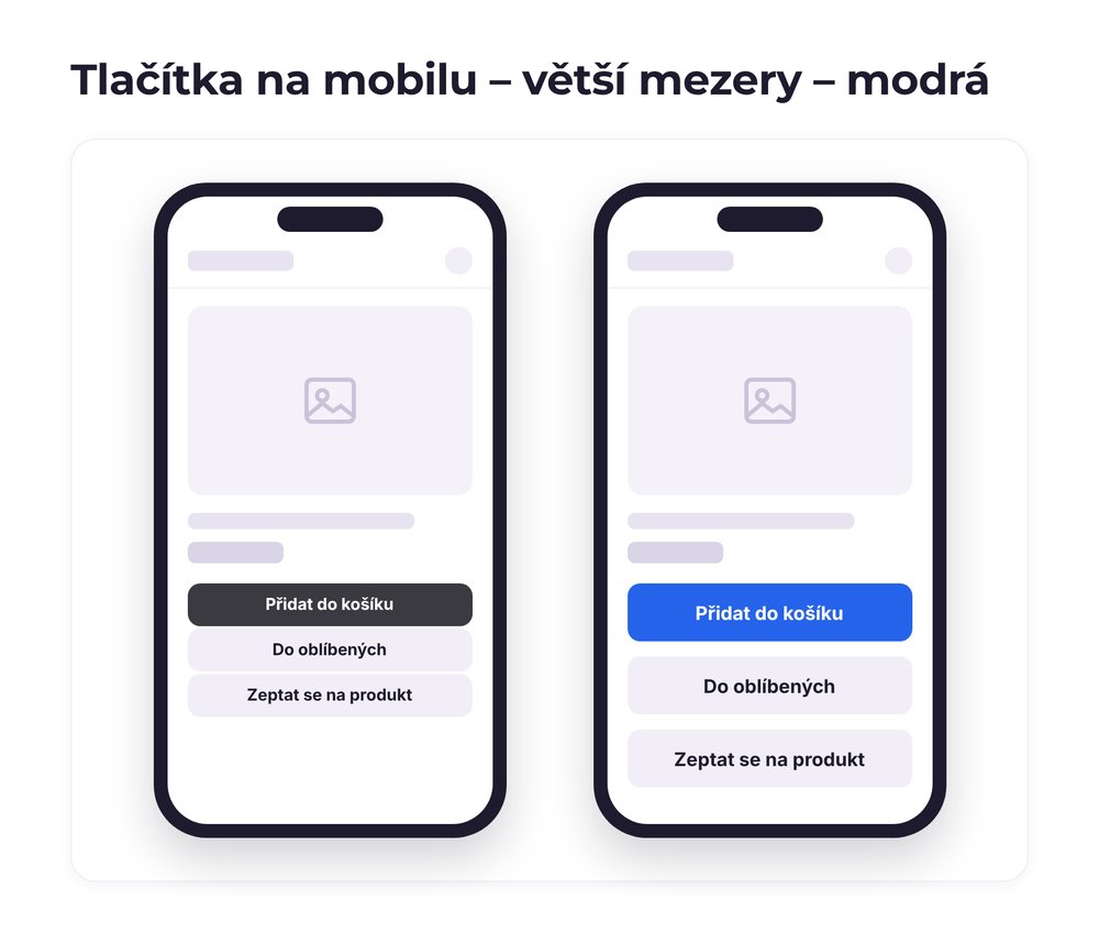 Tlačítka na mobilu – větší mezery – varianta modrá