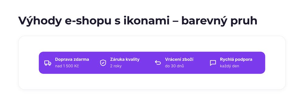 Výhody e-shopu s ikonami – varianta barevný pruh