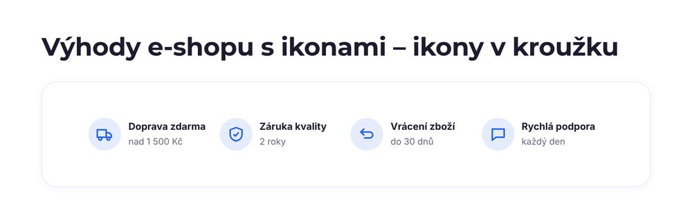 Výhody e-shopu s ikonami – varianta ikony v kroužku