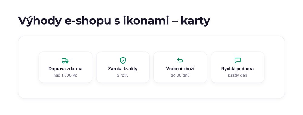 Výhody e-shopu s ikonami – varianta karty