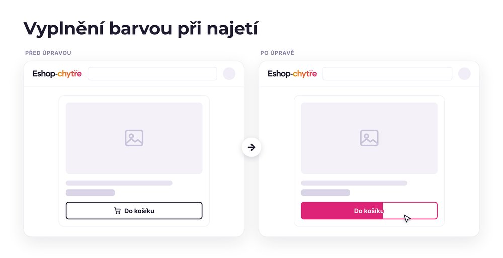 Vyplnění barvou při najetí – e-shop před a po úpravě, možná je jakákoli varianta