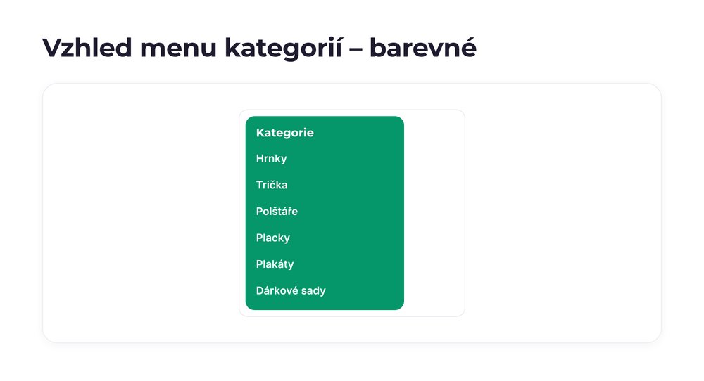 Vzhled menu kategorií – varianta barevné
