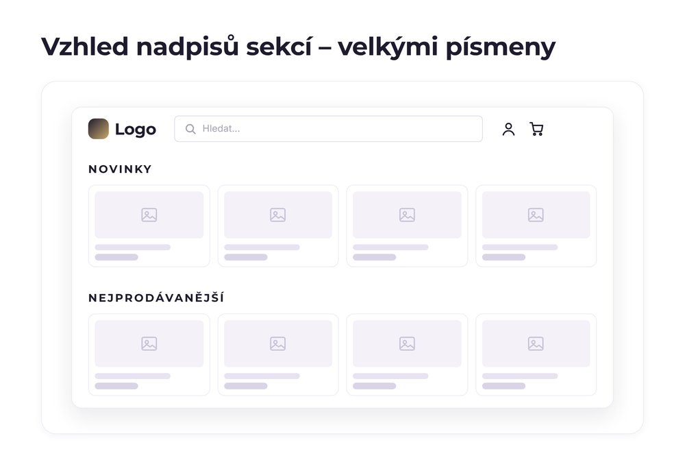 Vzhled nadpisů sekcí – varianta velkými písmeny