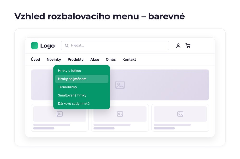 Vzhled rozbalovacího menu – varianta barevné