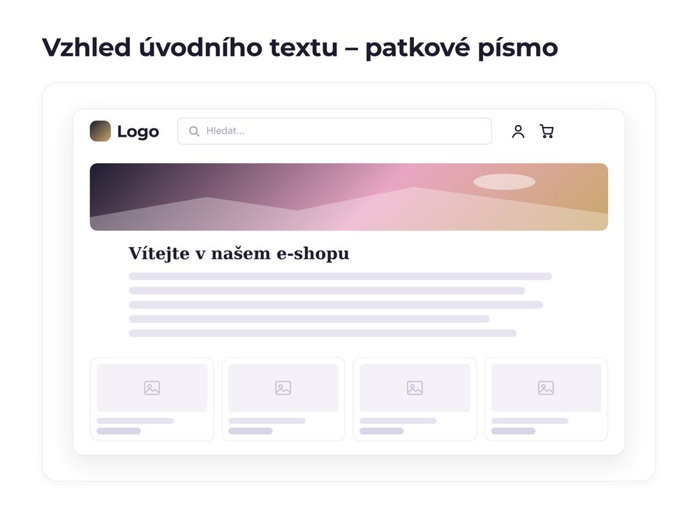Vzhled úvodního textu – varianta patkové písmo