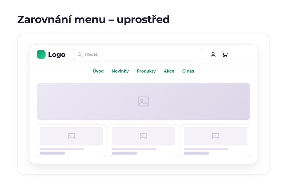 Zarovnání menu – varianta uprostřed